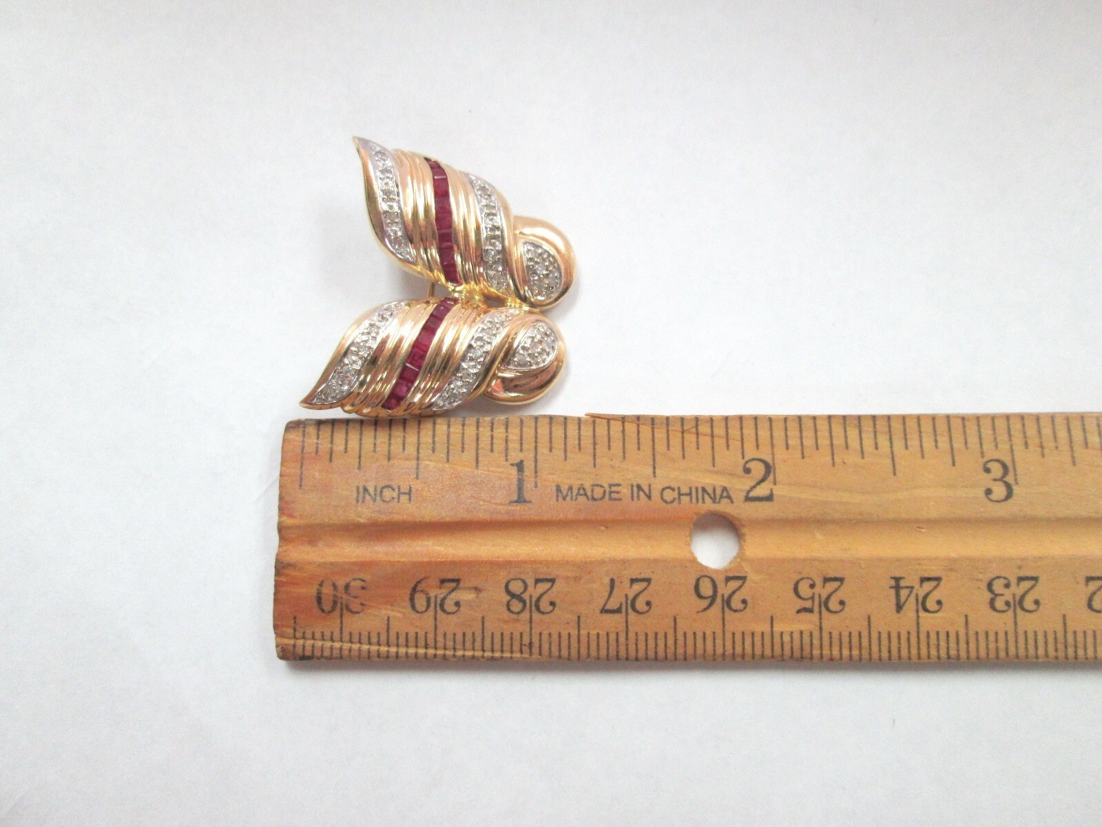 large Stunning Solid 14K Yellow Gold Diamond Ruby… - image 8