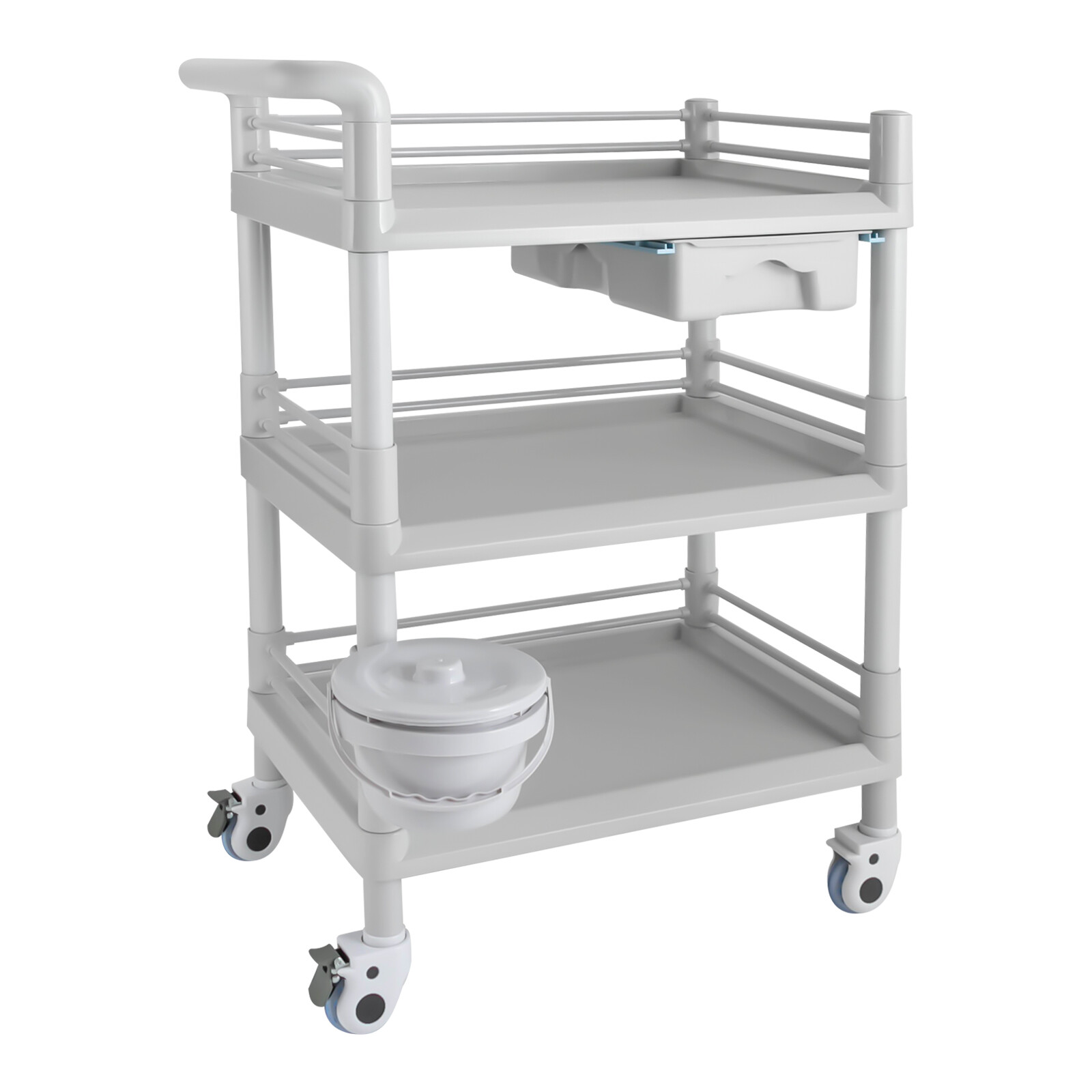 3-tier Beauty Salon Cart Beauty Instrument Cart Rolling Tool Cart with 4 Wheels