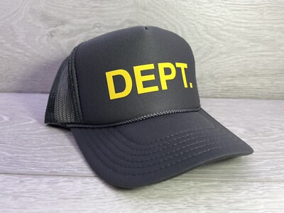 NEW DEPARTMENT DEPT GRAY YELLOW HAT 5 PANEL HIGH CROWN TRUCKER SNAPBACK