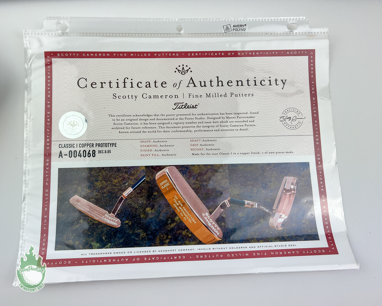 A004068, the certificate in an eBay listing's photos