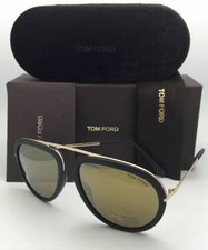 New TOM FORD Sunglasses STACY TF 452 02G 57-16 Matte Black-Gold Aviator w/Mirror