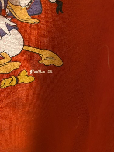 Disney 1X Hoodie Sweatshirt Jacket Red Mickey Mouse Friends Hooded Coat Fab 5 - Picture 6 of 8
