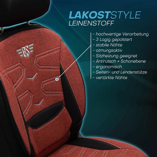 2x Fundas de asiento adecuadas para Hyundai i20 PB desde 2008-2014 (negro-rojo) - Imagen 4 de 12