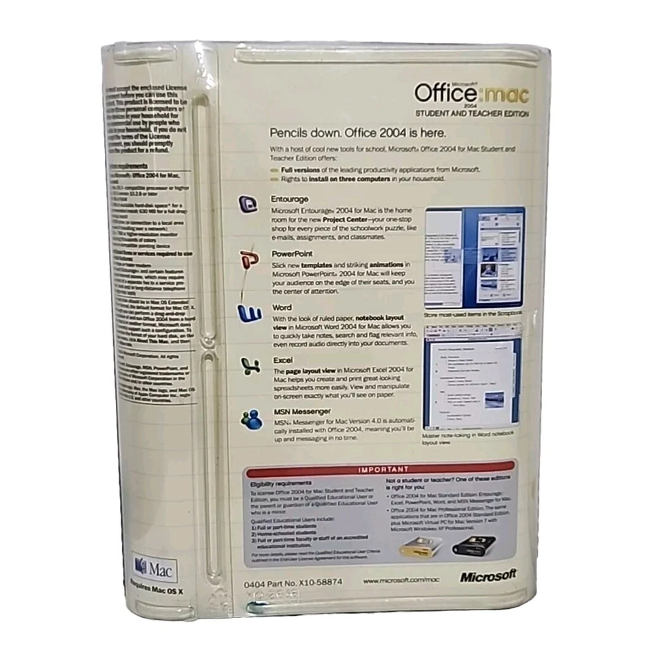 MICROSOFT OFFICE: MAC 2004 STUDENT AND TEACHER EDITION 3 INSTALLS FOR MAC OS X - Image 2 of 4