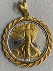 1944 Gold Overlay Walking Liberty Half Dollar Pendant.