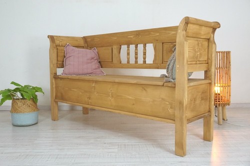 schöne Schwedenbank im Landhausstil Truhenbank in Weichholz "160 cm breit" - Bild 8 von 10