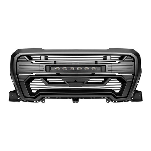 Front Armor Grille w/Off-Road Lights For 2019-2021 GMC Sierra 1500 Matte Black - Picture 2 of 7