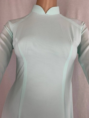 Green Bridesmaid Ao Dai With Pants with and with NO Headpiece #02106 - Picture 7 of 10