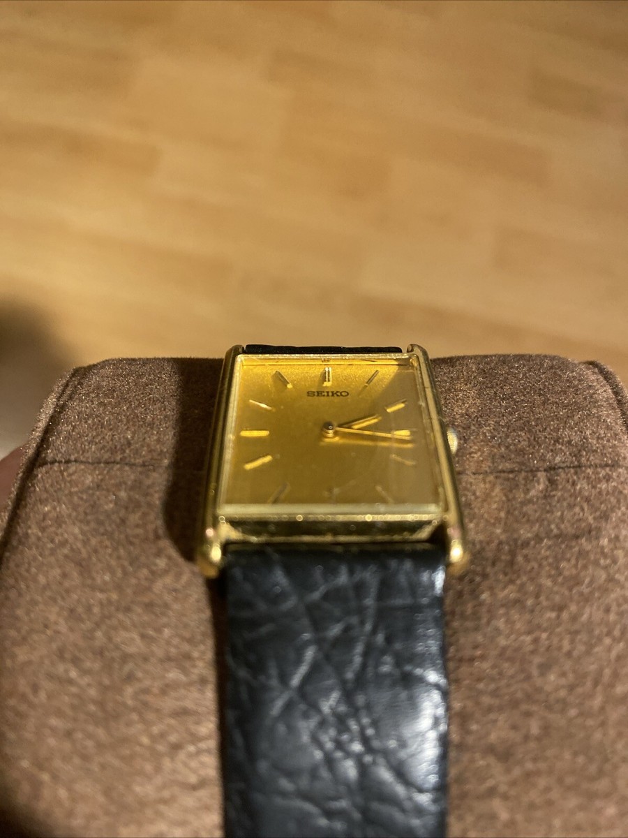 Vintage Seiko Tank Watch Men Gold Tone V700-5K30 Bill