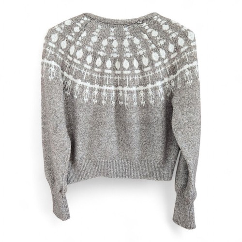 Free Assembly Womens Small Cardigan Sweater Brown & White Nordic Pattern - Picture 3 of 9
