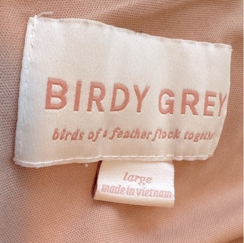 Birdy Grey Kyra Crepe Blush Taupe Dress Womens Size L Bridesmaid Wedding Formal - Picture 7 of 11