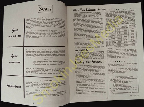 Vintage Sears Roebuck & Co USA Gas Fired Space Saver Furnaces Instructions 1965? - 第 4/4 張圖片