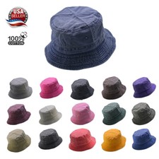 Pigment Washed Bucket Hat Visor Hunting Fishing Outdoor Cap Unisex 100 Cotton