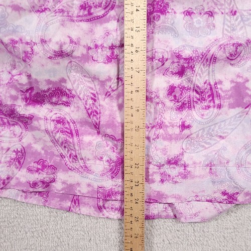 Studio Works Button Up Shirt Women's 1X Plus Purple Paisley Collared 3/4 Sleeve - Picture 9 of 13
