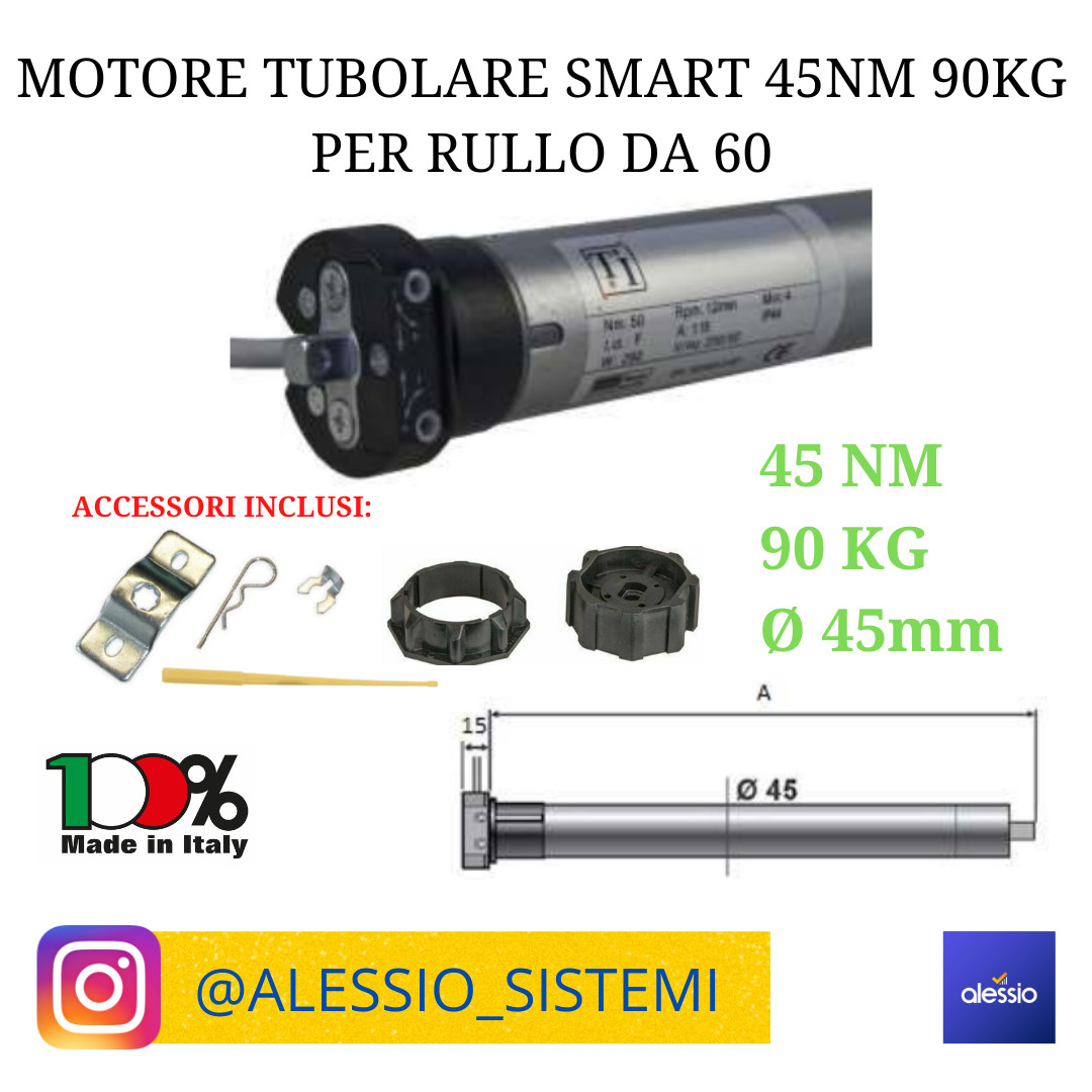 Motore Tubolare 45Nm per Tapparelle 90kg | Rullo 60mm Professional