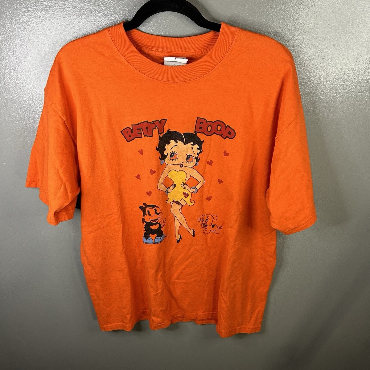 Vintage 90s Betty Boop Cartoon Dog Orange Shirt Size Large