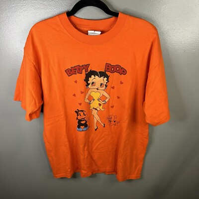 Vintage 90s Betty Boop Cartoon Dog Orange Shirt Size Large
