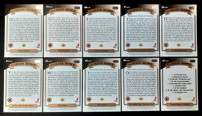 GORDIE HOWE 1992-93 UPPER DECK HOCKEY HEROES COMPLETE SET OF 10
