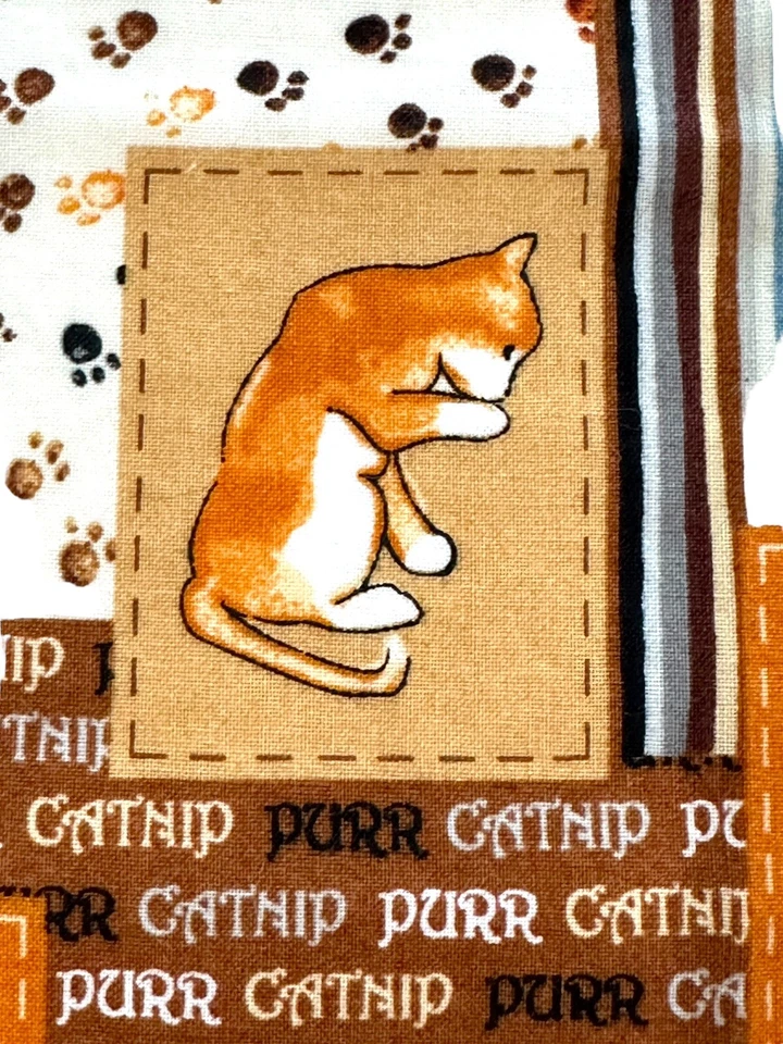 Tela Gato Siamés Patchwork Tramposo Algodón Marrón Retro *2 PIEZAS* (35 L x 20 W) Foto 4 de 4