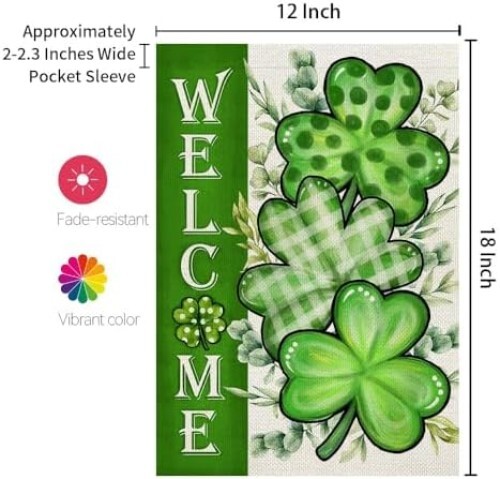 CROWNED BEAUTY St. Patrick's Day Garden Flag 12x18 – Double-Sided Burlap Yard - Picture 5 of 6