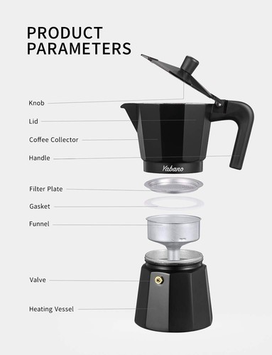 Yabano Stovetop Espresso Maker 6 Cups Moka Coffee Pot Italian Espresso for Ga... - Picture 5 of 8