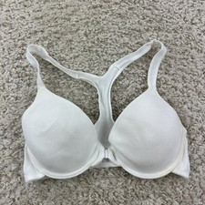 No Boundaries Womens Size 36B Solid White Racerback Bra Front Clasp