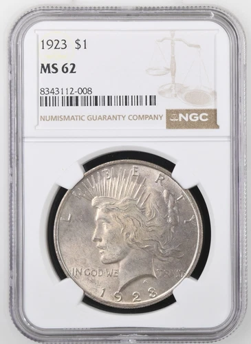 1923 Peace Dollar NGC Certified MS62