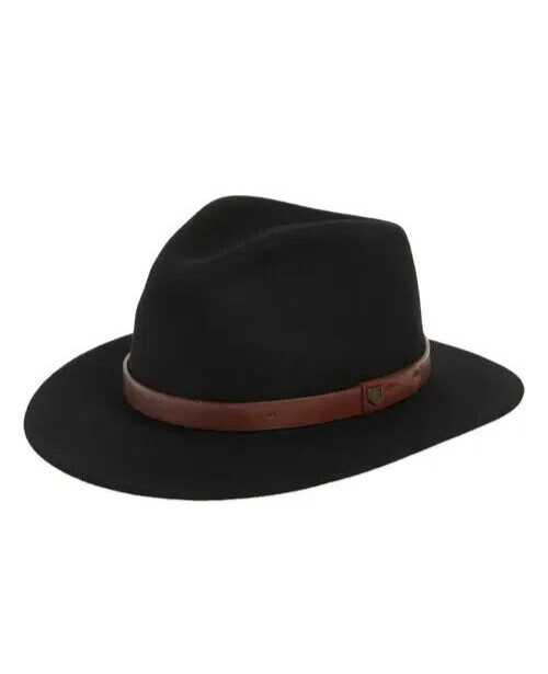 Brixton M1127 Unisex Black Messer Wool Fedora Hat Size XL/62 cm