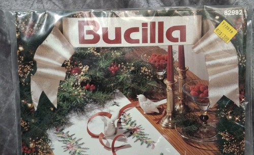 Bucilla Embroidery Kit Doves & Holly 82982 Christmas Stamped Tablerunner Birds - Picture 5 of 8