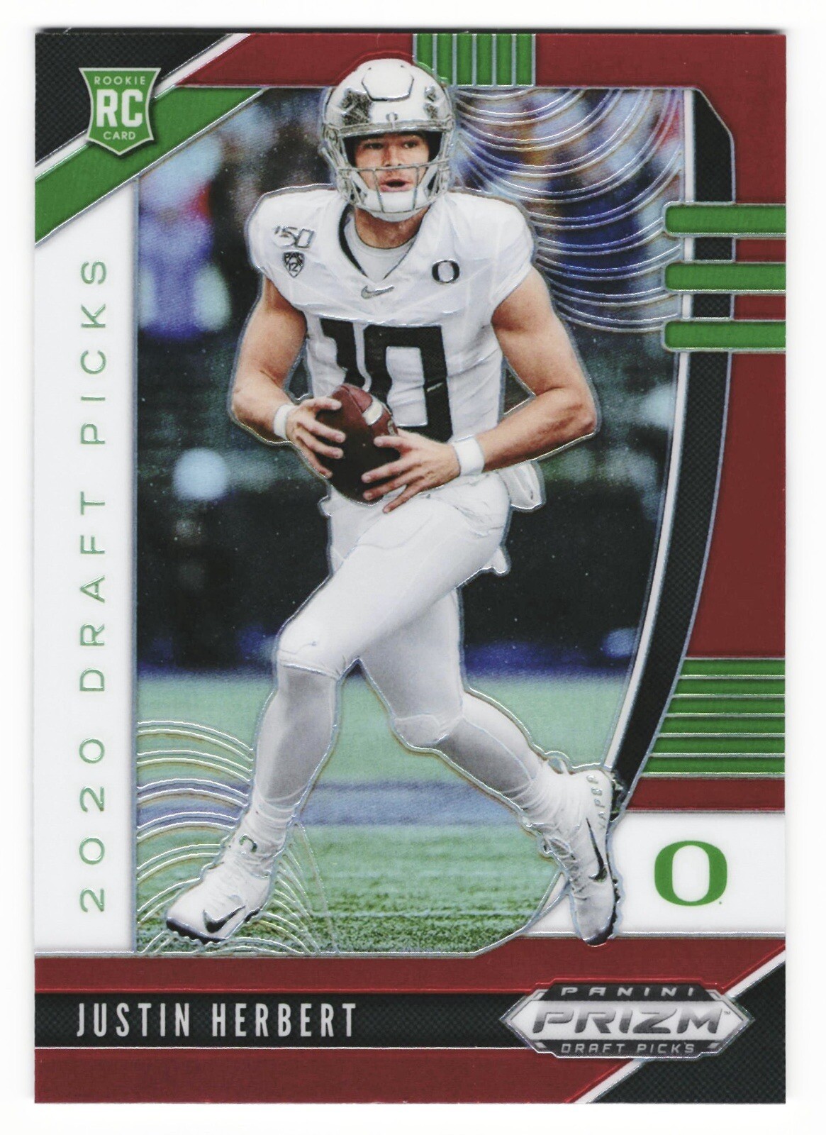 2020 Panini Prizm Draft Justin Herbert Rookie Red Oregon Ducks #102