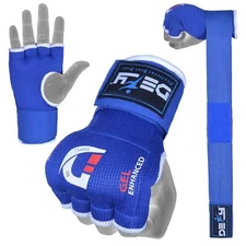 Gel Padded Inner Gloves with Hand Wraps MMA Muay Thai Boxing Bandage Fight Blue