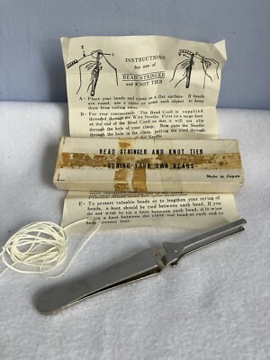 VTG Bead Stringer,Knot Tyer Took,Original Box And Instructions 