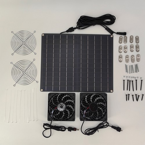 25W Solar Powered Fan Waterproof Panel Fan for Chicken Coops Pet Houses Shed - Picture 12 of 12