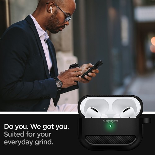 Do Apple AirPods Pro Case Spigen Rugged Armor Matowe Czarne Odporne na wstrząsy etui - Zdjęcie 3 z 10