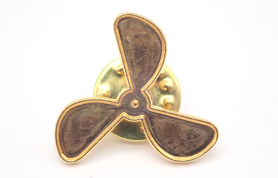 Ships Propeller Captain Skipper Gold Tone Vintage Lapel Pin