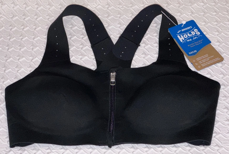 Sujetador deportivo acolchado negro con cremallera frontal 2.0 BROOKS Dare 32 34 C/D Foto 3 de 4