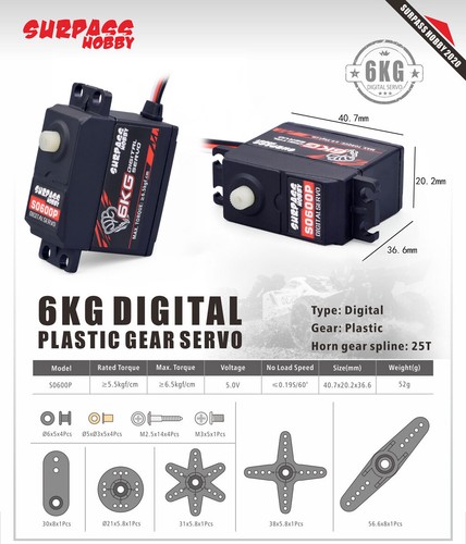 Digital Servo 9g 17g 25kg 30kg 70kg für 1/24 1/18 1/12 1/10 1/8 1/5 RC Auto Boot - Bild 19 von 31