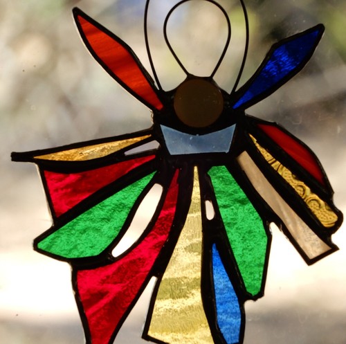 ABSTRACT RAINBOW SPIRIT ANGEL Authentic Stained Glass SUNCATCHER Australian Made - Picture 17 of 24