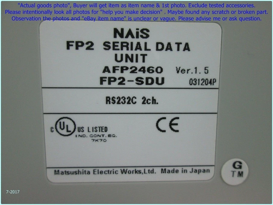 Panasonic NAIS PSA1 FP2-C1A PP2 XY64D2T SDU, PLC set as photos, sn:902P, LAST. - Image 2 of 4