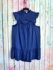 Women's Old Navy Flutter-Sleeve Ctn-Poplin Smocked Cut-Out Mini Swing Dress 2X
