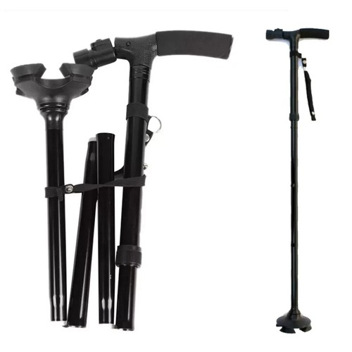 Folding Walking Cane for Seniors Men & Women with Non-Slip T Handle and Strap - Picture 13 of 15