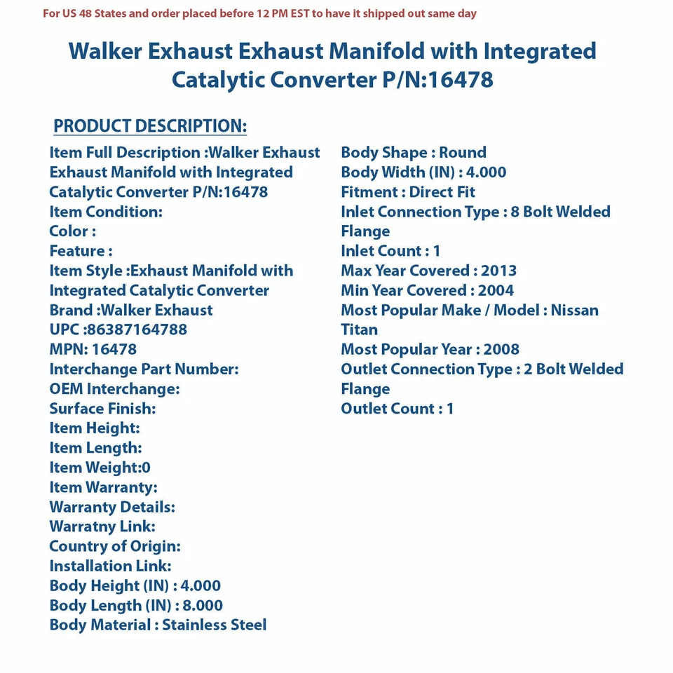 Colector de escape Walker con convertidor catalítico integrado 16478 Foto 4 de 4