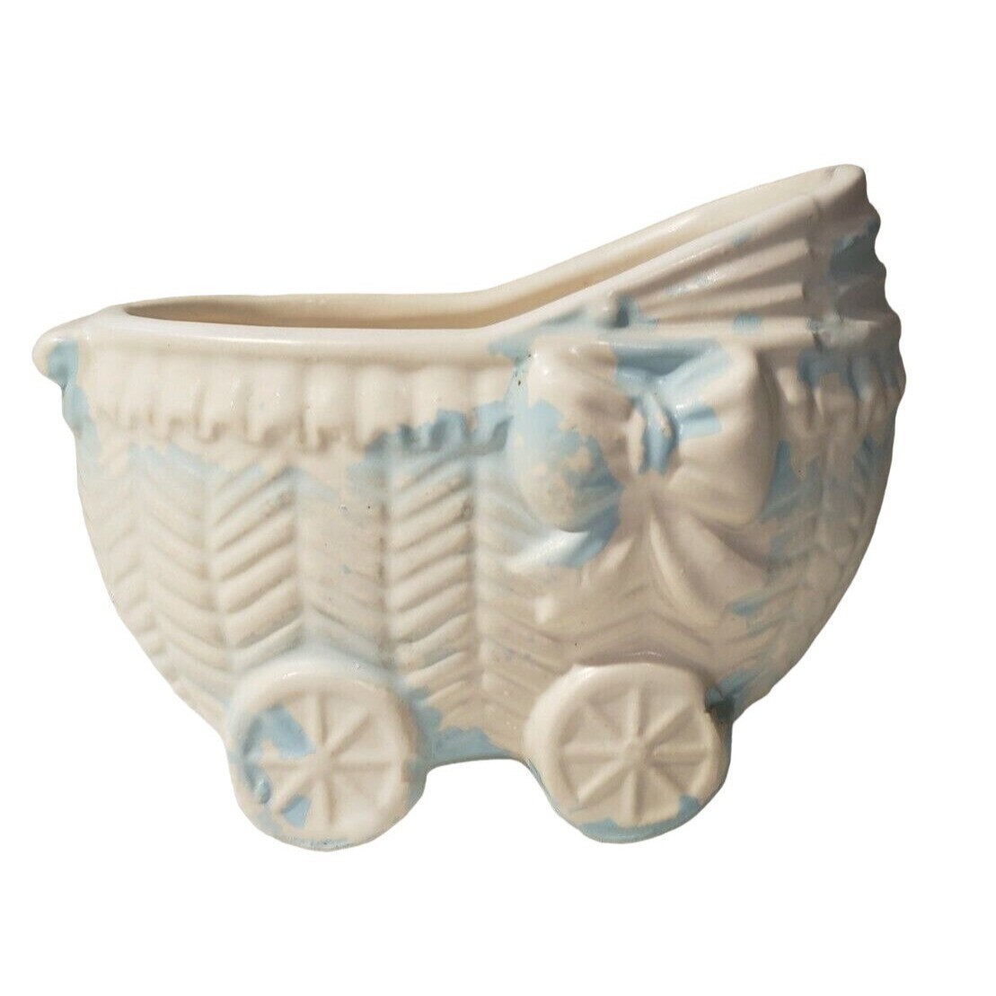 kaco❁⃘ Vintage Napcoware Blue Stroller Planter Baby Carriage