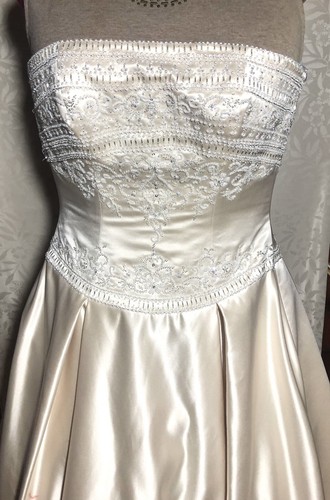 champagne sleeveless beaded wedding dress gown size 12 - Picture 4 of 12