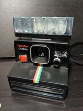 Vintage Polaroid  Black/Rainbow Time-Zero One Step Land Camera w/ Flash Bar