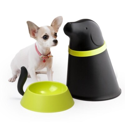Qualy Pupp (Pet Bowl with Storage) - black Pet Food Container with Free Bowl