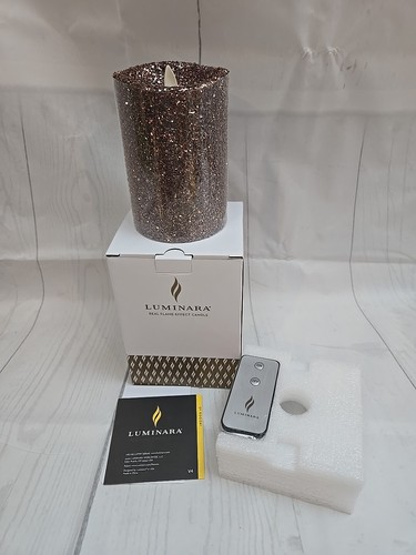 Luminara Real Flame-Effect Flameless 5" Candle Brown Chocolate Glitter New