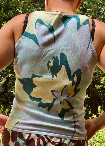 Express Women's Tank Size L Halter Neck Top Silk Floral Glitter Vintage 90s - Picture 10 of 14