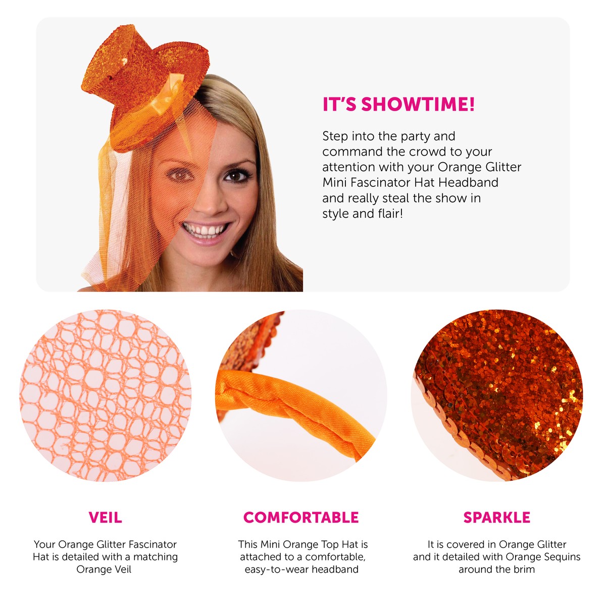 Elegant Orange Hat with Rhinestone Accent Orangesicle and Yellow Bling Fedora Hat – Back to the South  main image 3