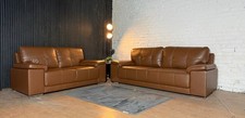 New Stock! HIGH STREET BRAND SCS Tan Leather Sofa Suite